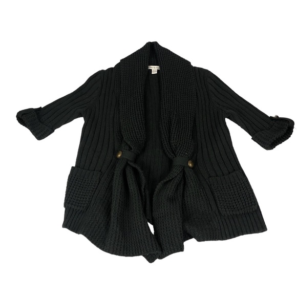 SWEATER - Women's Love By Design Black Ribbed Waffle Knit Sweater. Size XL - Picture 14 of 16